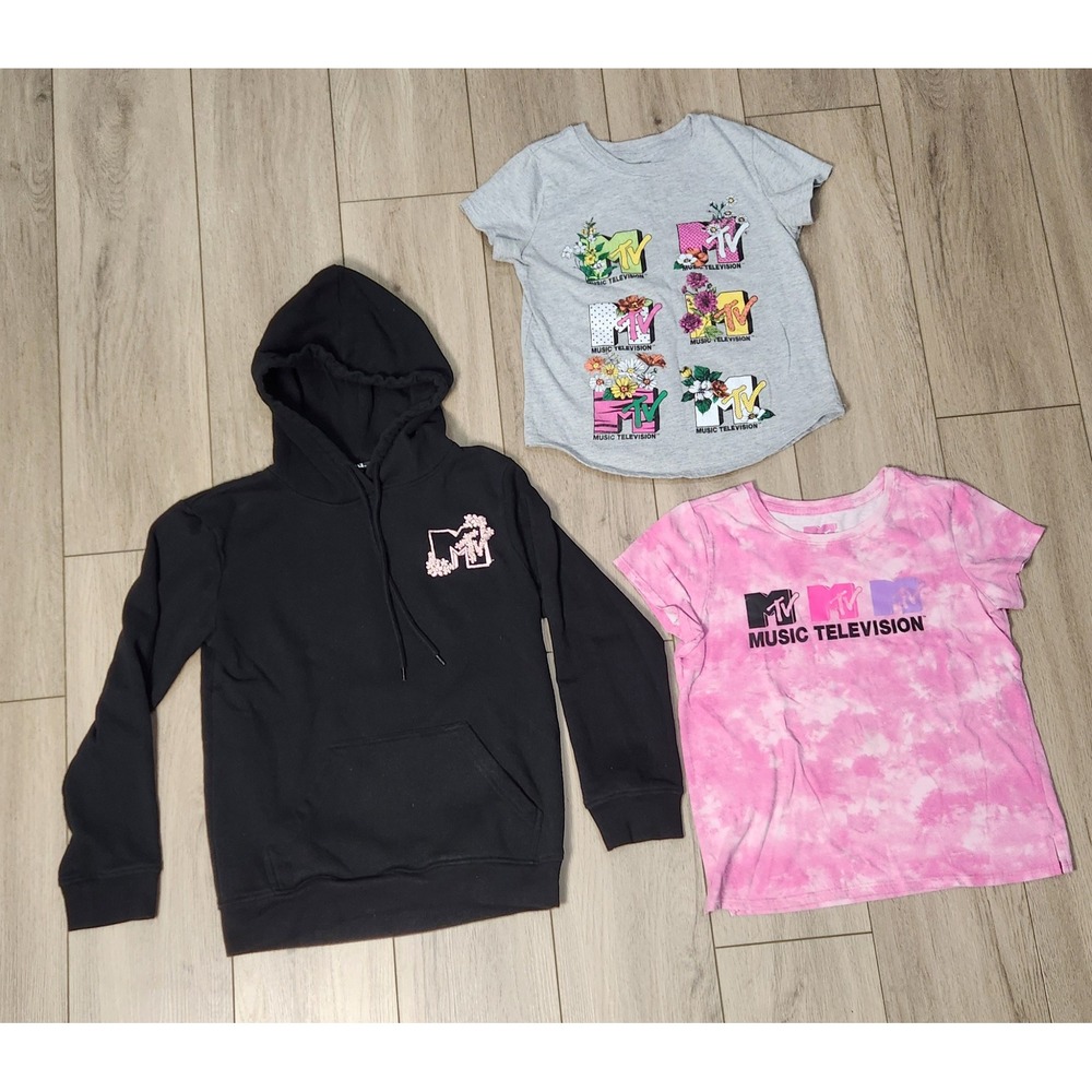 MTV Graphic Hoodie & TShirt Bundle 3 Piece Girls Large (10/12) / Junior XS